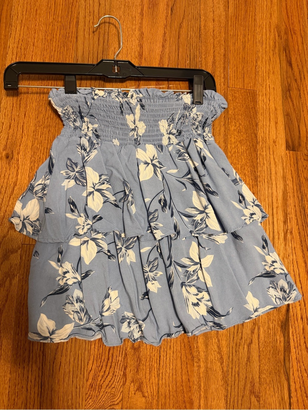 Derek Heart Light Blue Floral Tiered Skirt